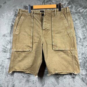 Abercrombie Fitch Shorts Mens Size 29 Heavyweight Tan Military Cargo Distressed